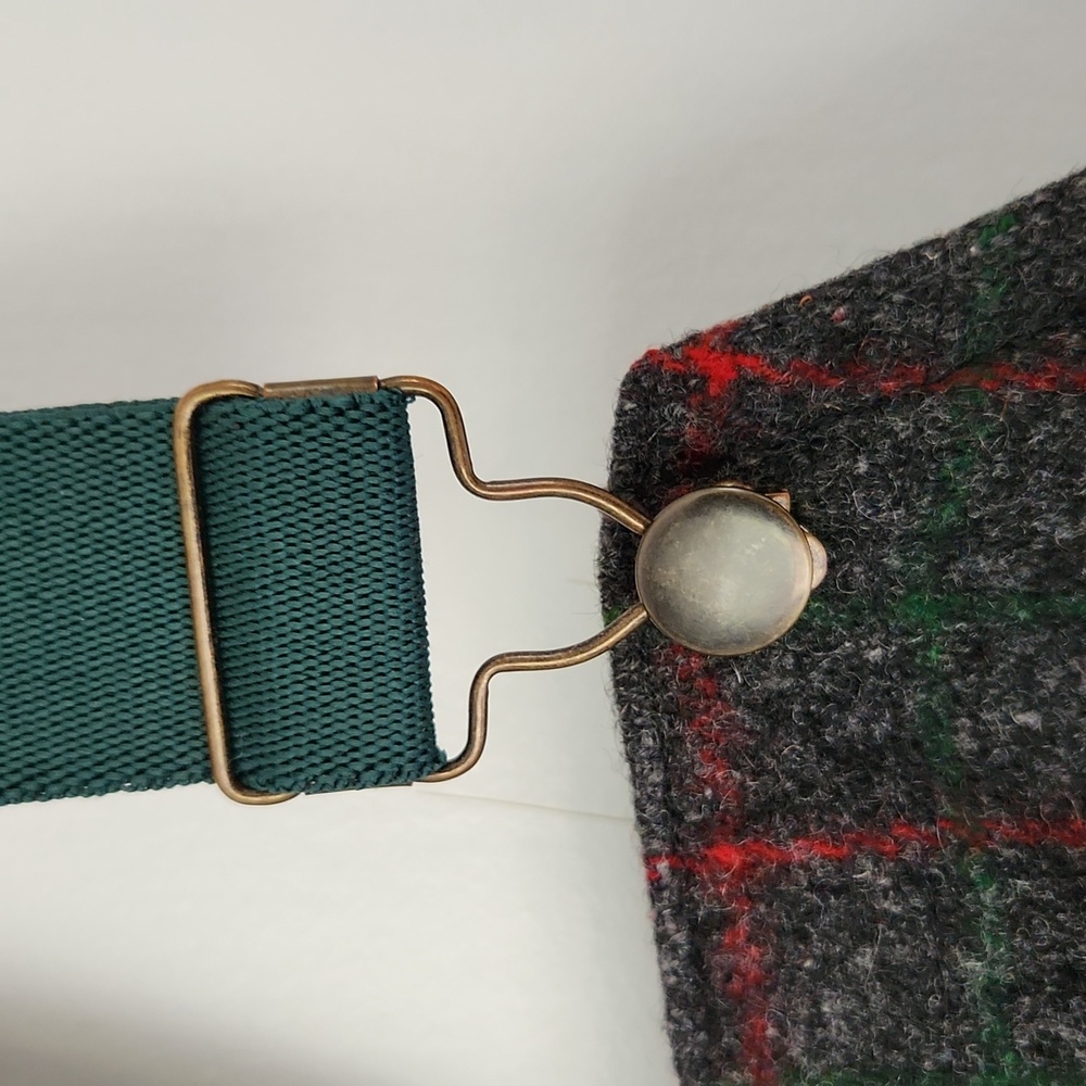 Men's Green Plaid Pants with Suspenders - Picture 6 of 12